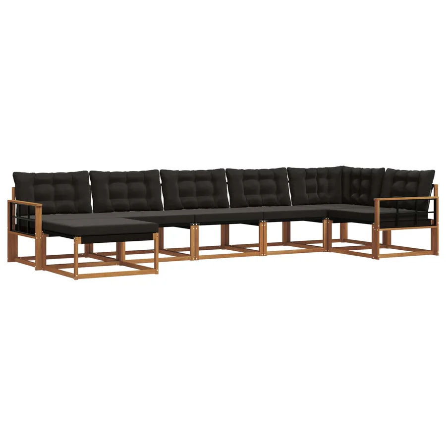 Ensemble de canapés d'extérieur 7 pcs Naturel et Noir - 2
