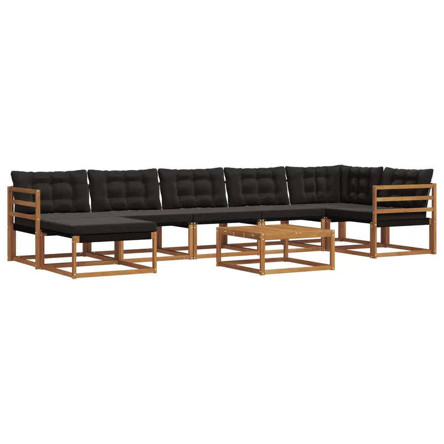 Ensemble de canapés d'extérieur 22 pcs Naturel et Noir - 2