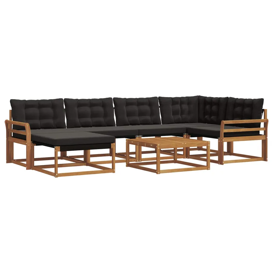 Ensemble de canapés d'extérieur 19 pcs Naturel et Noir - 2