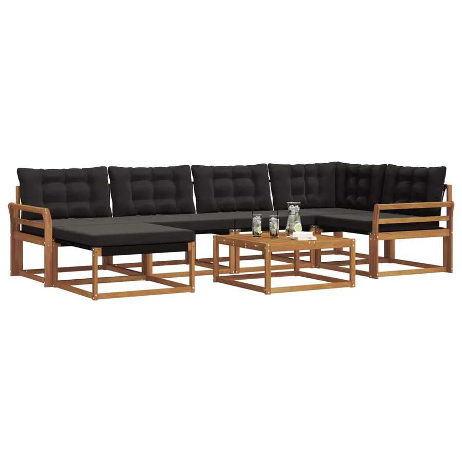Ensemble de canapés d'extérieur 19 pcs Naturel et Noir - 3
