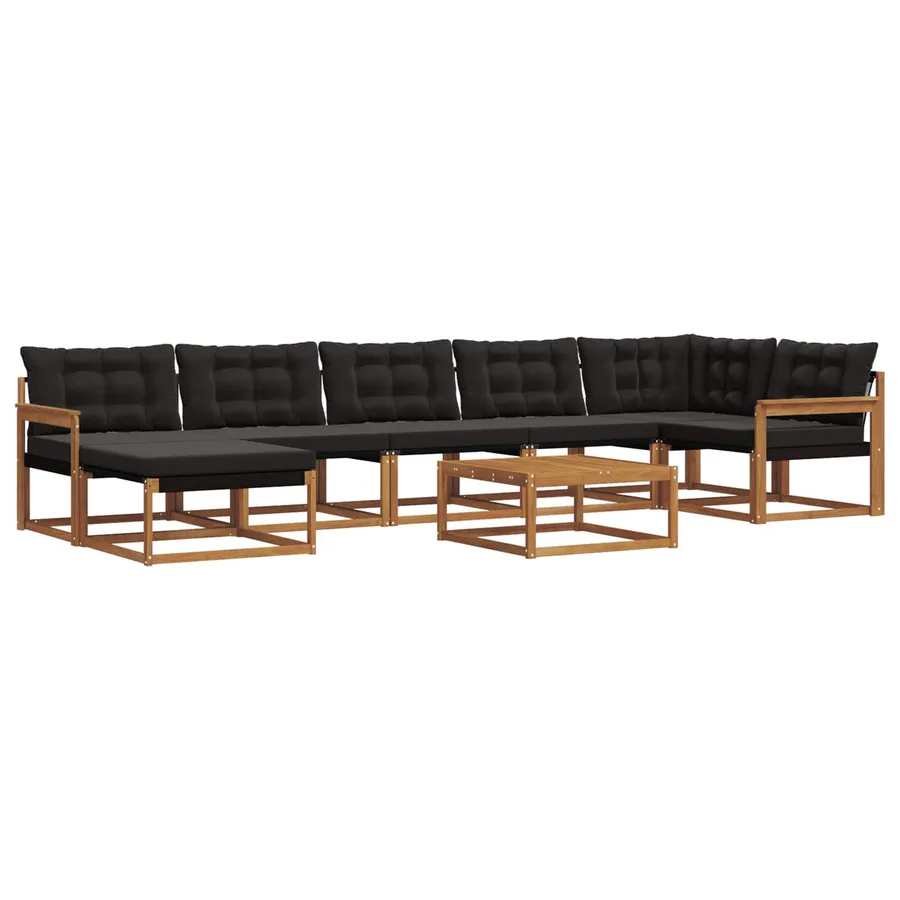 Ensemble de canapés d'extérieur 22 pcs Naturel et Noir - 2