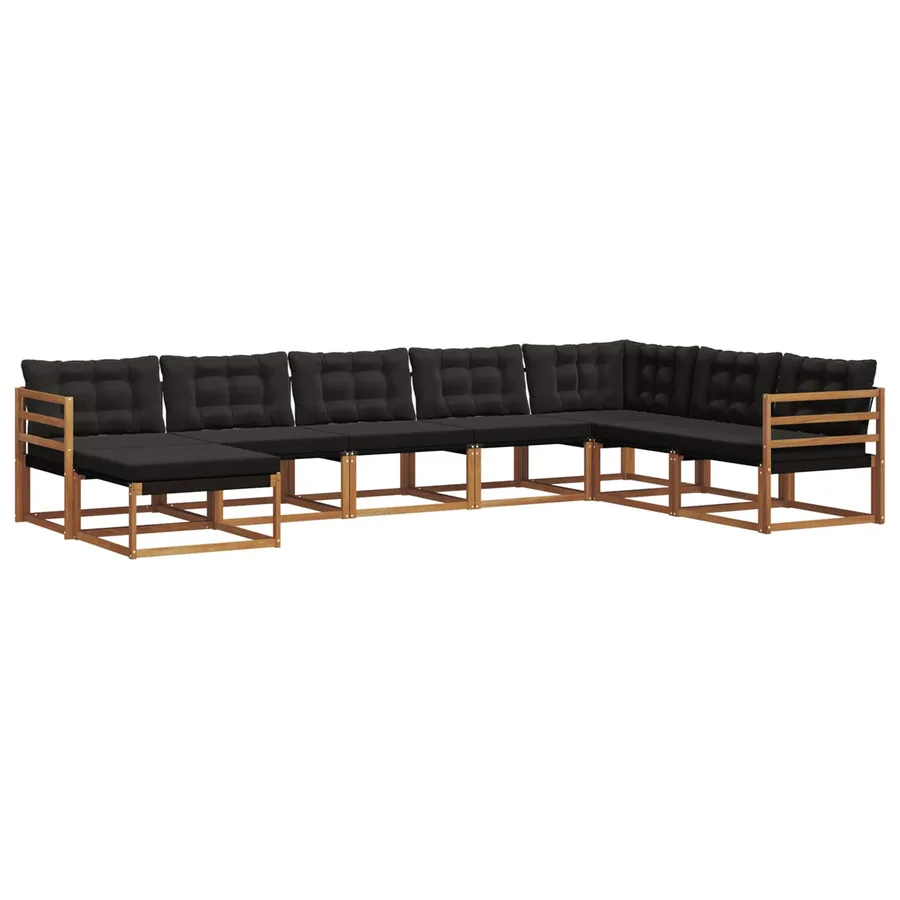 Ensemble de canapés d'extérieur 8 pcs Naturel et Noir - 2
