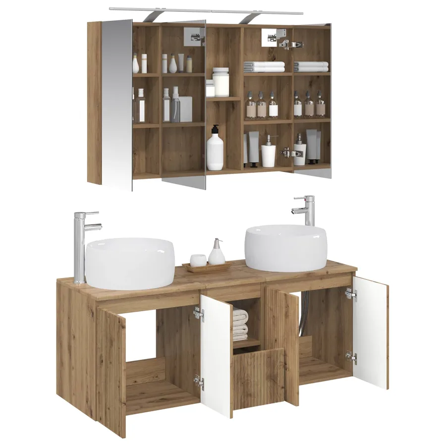 Ensemble d'armoire de salle de bain 4 pc Chêne artisanal - 3