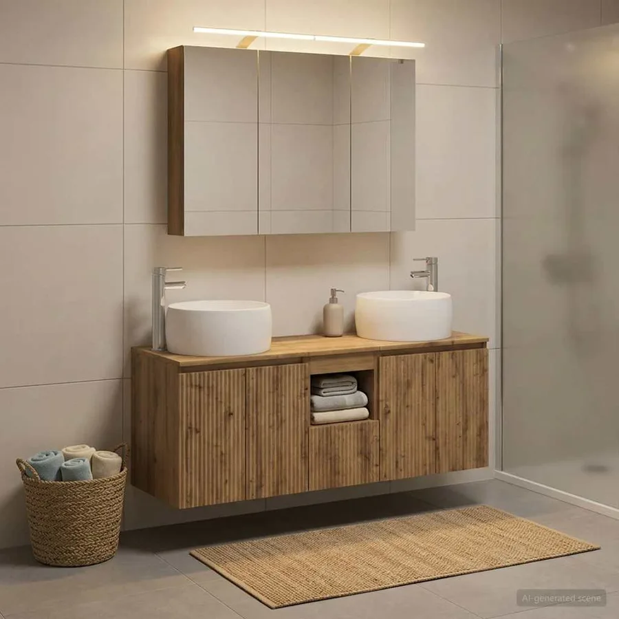 Ensemble d'armoire de salle de bain 4 pc Chêne artisanal - 4