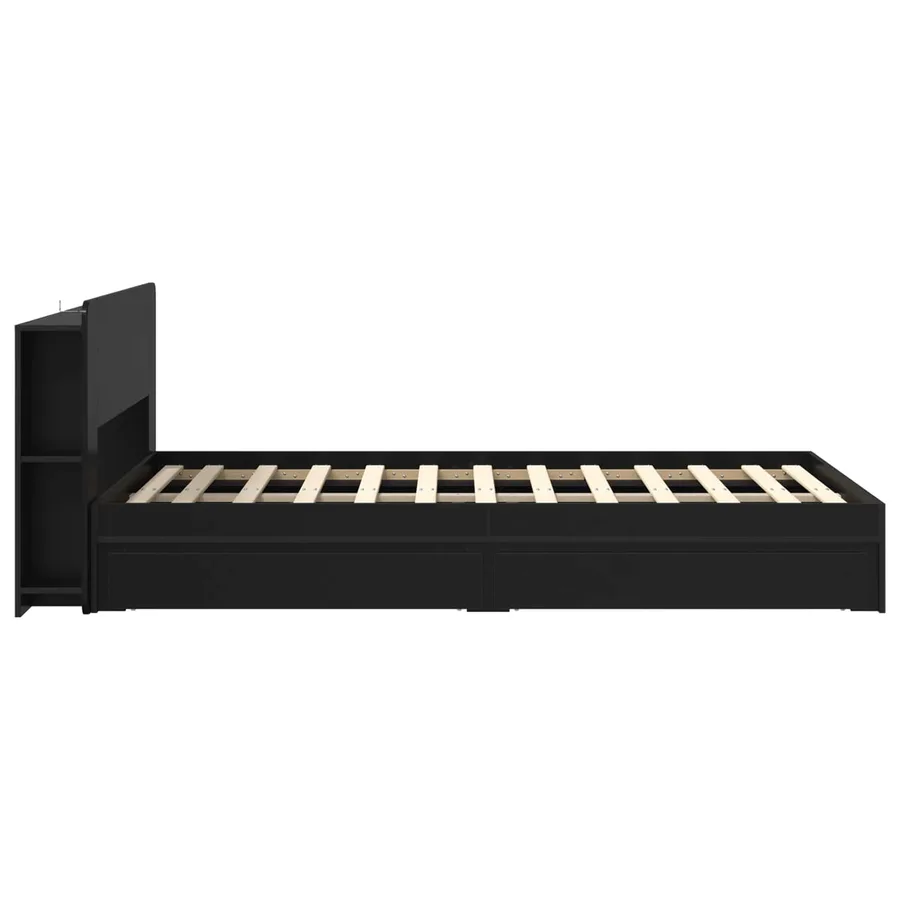 Cadre de lit avec rangement Noir 120 x 190 cm Bois d'ingénierie - 5