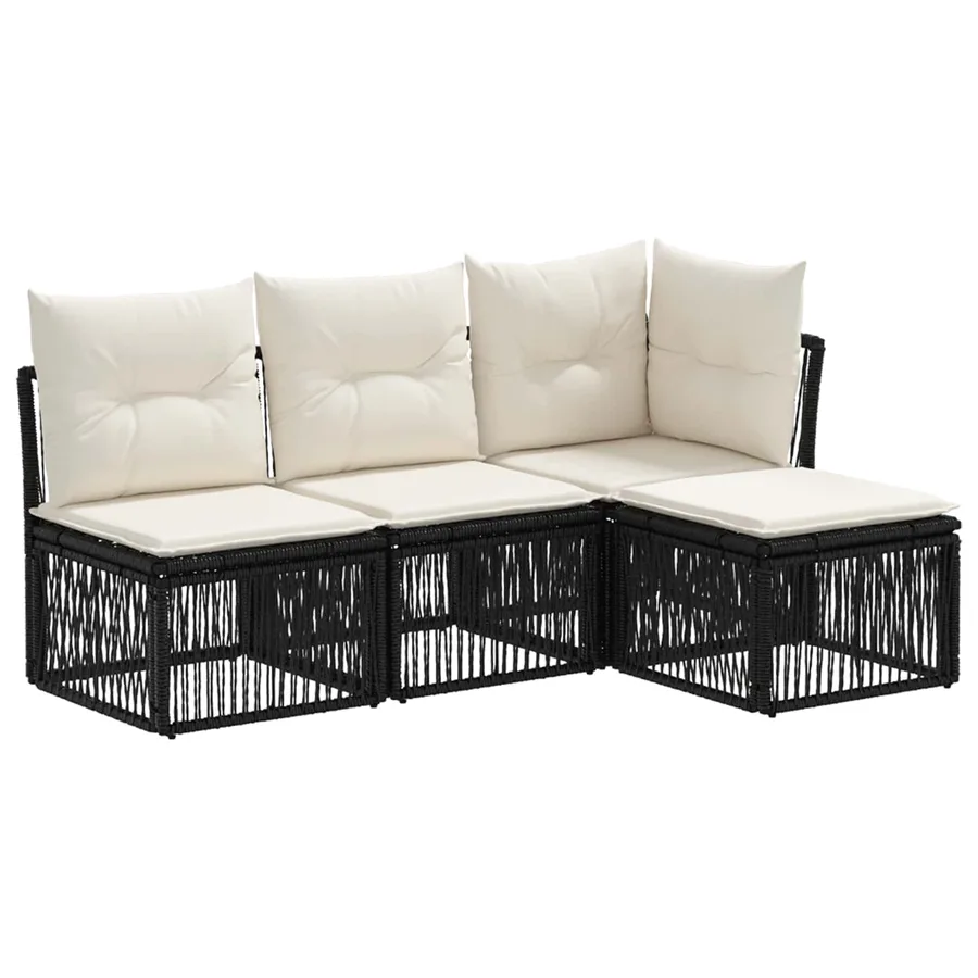 Ensemble de canapé de jardin 4 pcs Noir polyrotin - 2