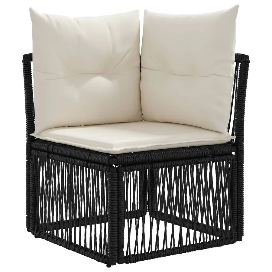 Ensemble de canapé de jardin 4 pcs Noir polyrotin - 3