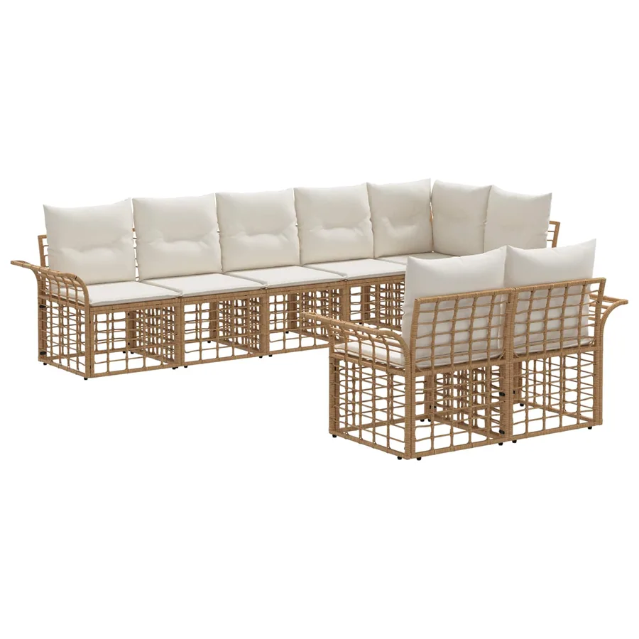 Ensemble de canapés d'extérieur 8 pcs Blanc Naturel et Crème - 2