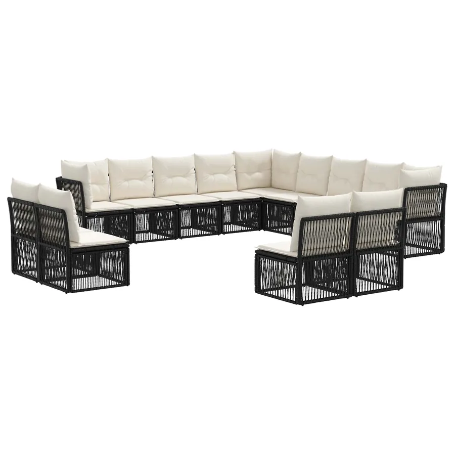 Ensemble de canapé de jardin 13 pcs Noir polyrotin