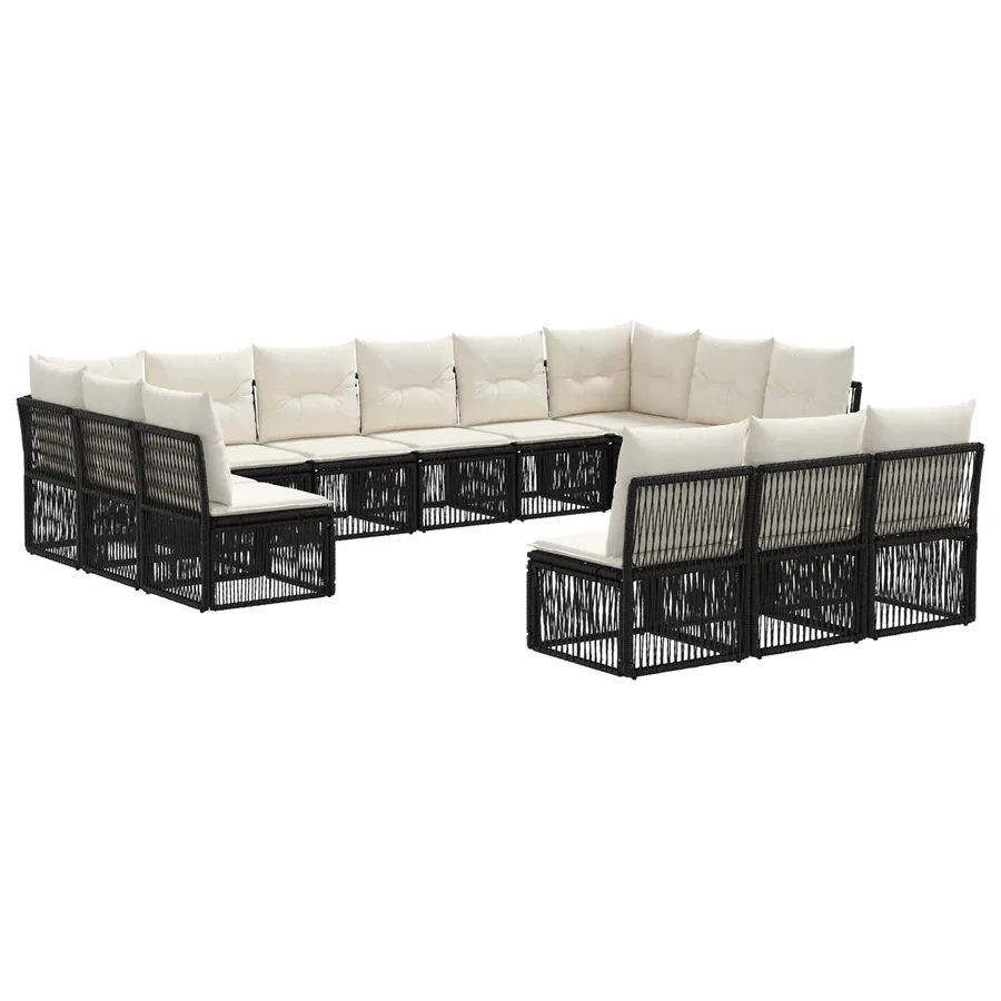 Ensemble de canapé de jardin 13 pcs Noir polyrotin - 2