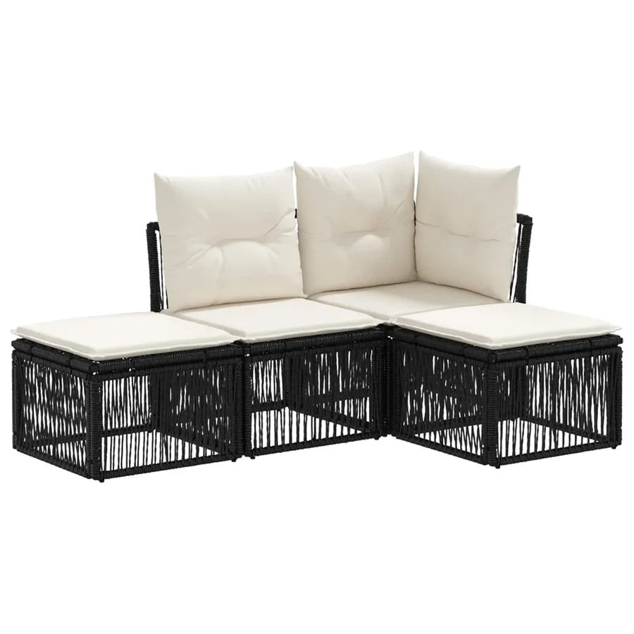 Ensemble de canapé de jardin 4 pcs Noir polyrotin - 2