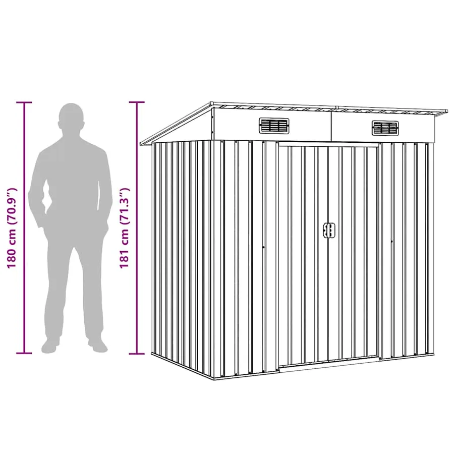 Abri de stockage pour jardin Marron 194x121x181 cm Acier - 12