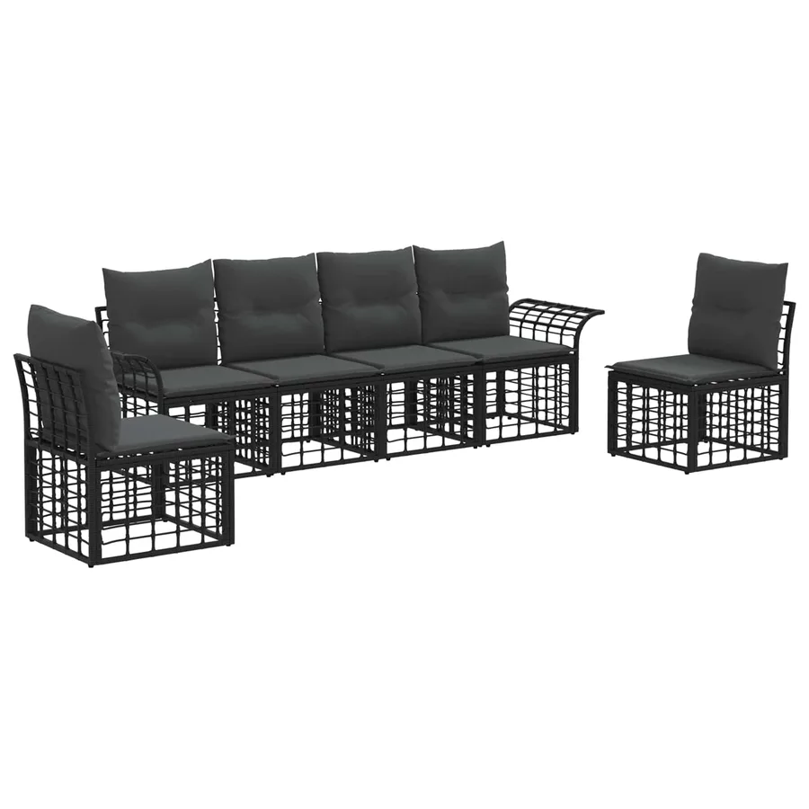 Ensemble de canapés d'extérieur 6 pcs Noir et Gris foncé - 2
