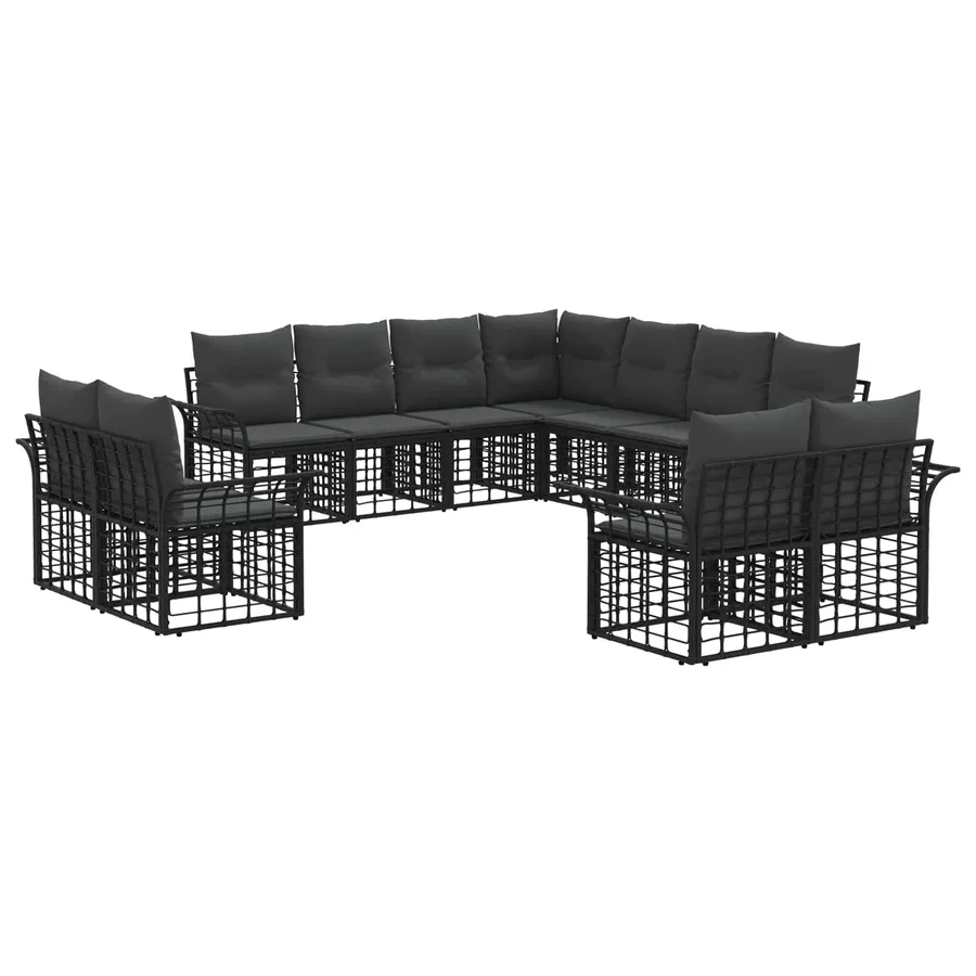 Ensemble de canapés d'extérieur 11 pcs Noir et Gris foncé - 2