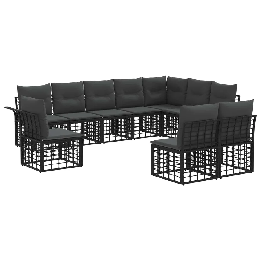 Ensemble de canapés d'extérieur 10 pcs Noir et Gris foncé - 2
