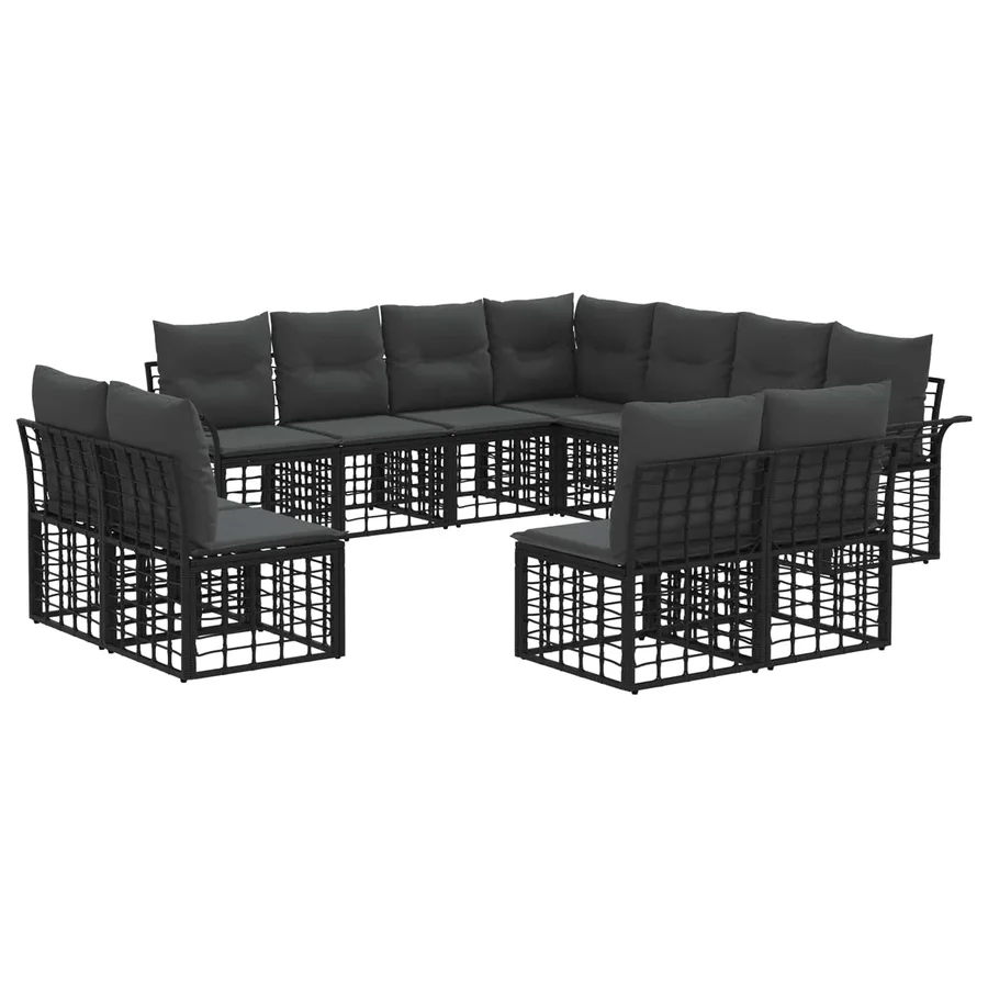 Ensemble de canapés d'extérieur 11 pcs Noir et Gris foncé - 2