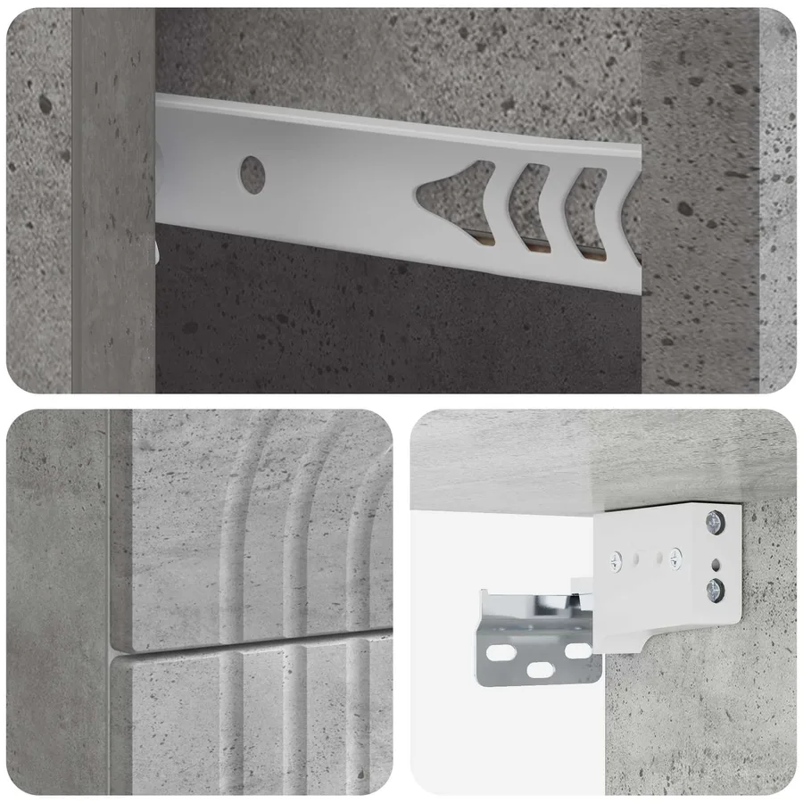 Cabinet de chevet mural 2 pcs Gris béton 33 x 34,5 x 40 cm - 10