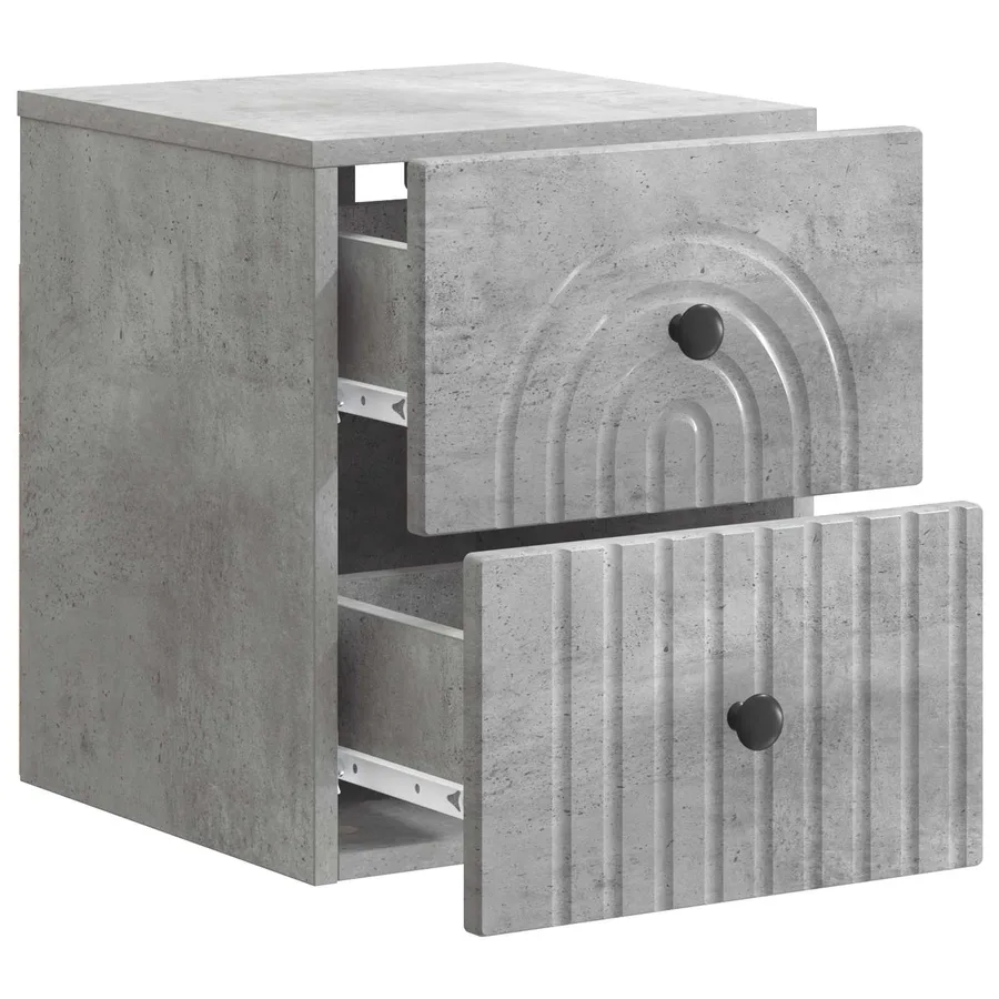 Cabinet de chevet mural 2 pcs Gris béton 33 x 34,5 x 40 cm - 6