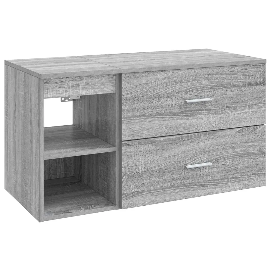Ensemble de mobilier de salle de bain 2 pcs Sonoma gris - 2