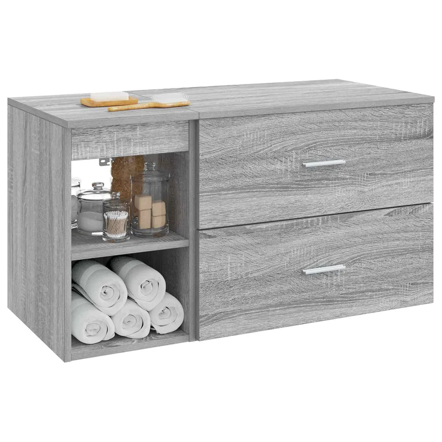 Ensemble de mobilier de salle de bain 2 pcs Sonoma gris - 3