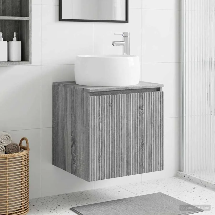 Vanité de lavabo mural Sonoma gris 49,5 x 44,5 x 66 cm