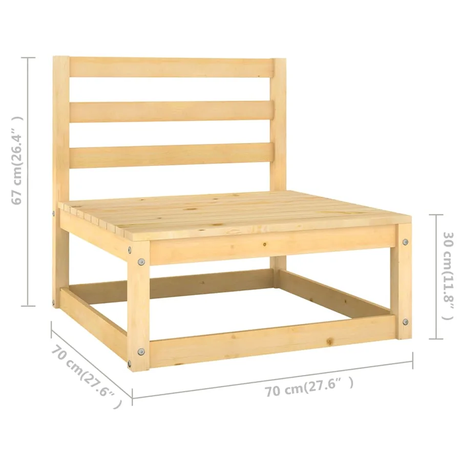 Salon de jardin 8 pcs avec coussins Bois de pin massif - 8