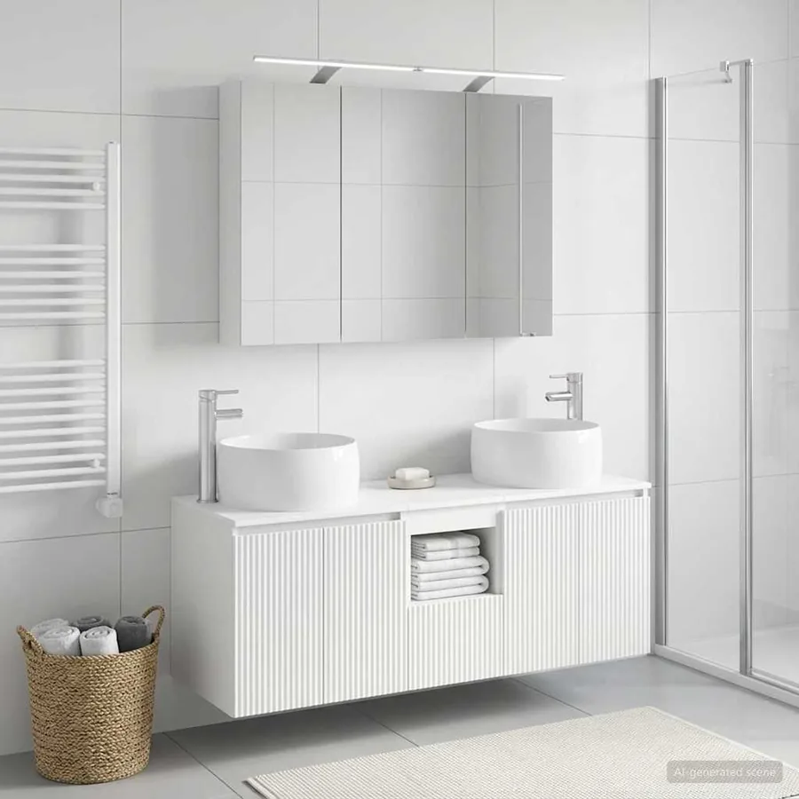 Ensemble d'armoire de salle de bain 4 pcs Blanc