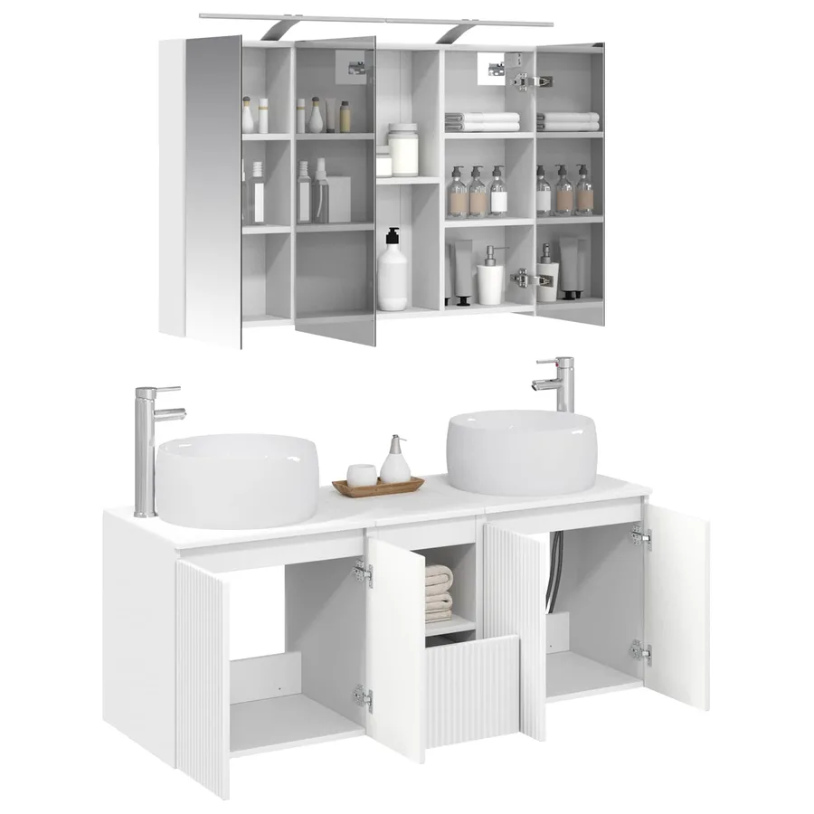 Ensemble d'armoire de salle de bain 4 pcs Blanc - 3