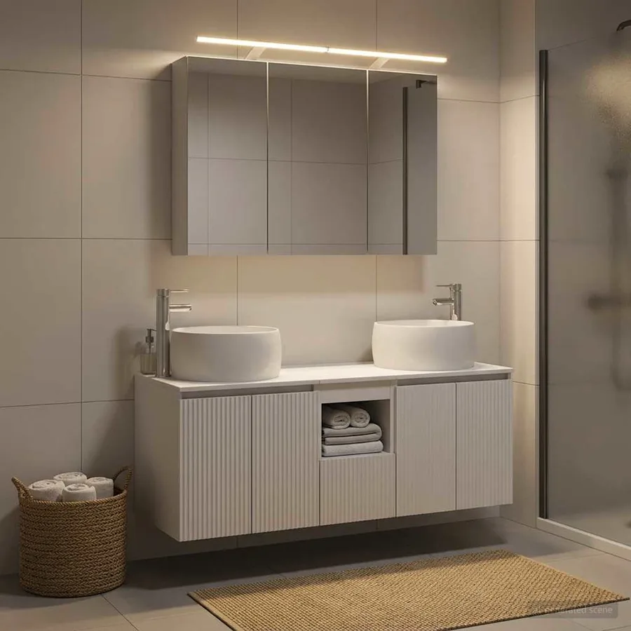 Ensemble d'armoire de salle de bain 4 pcs Blanc - 4