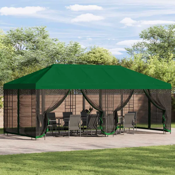 Housse de tonnelle avec murs latéraux Vert 600,5 x 300,5 cm