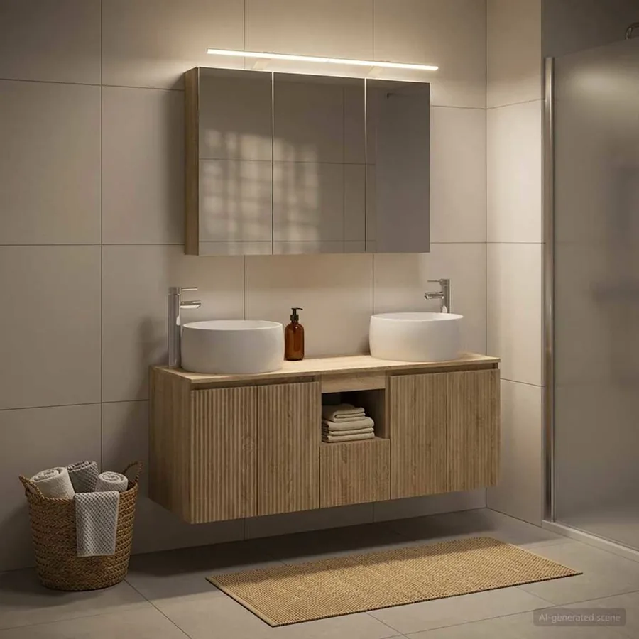 Ensemble d'armoire de salle de bain 4 pcs Chêne Sonoma