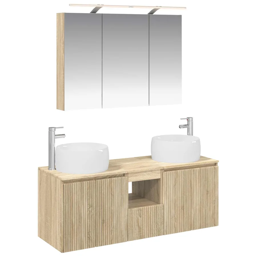 Ensemble d'armoire de salle de bain 4 pcs Chêne Sonoma - 2