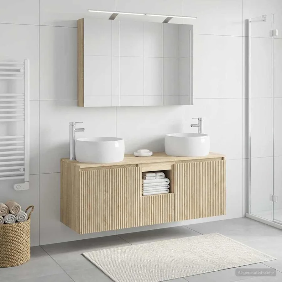 Ensemble d'armoire de salle de bain 4 pcs Chêne Sonoma - 4