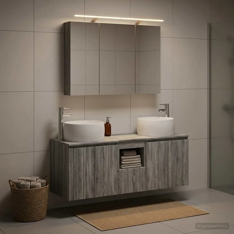 Ensemble d'armoire de salle de bain 4 pcs Sonoma gris