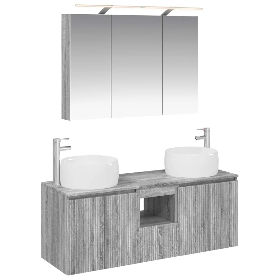 Ensemble d'armoire de salle de bain 4 pcs Sonoma gris - 2