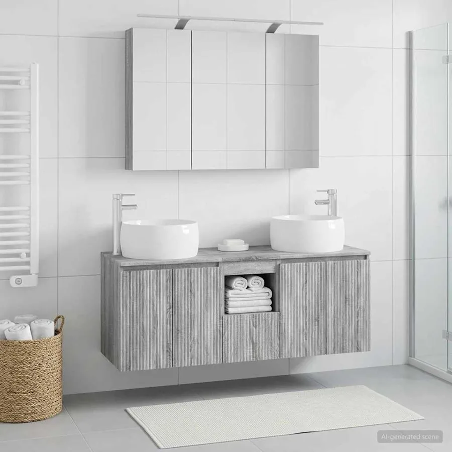 Ensemble d'armoire de salle de bain 4 pcs Sonoma gris - 4