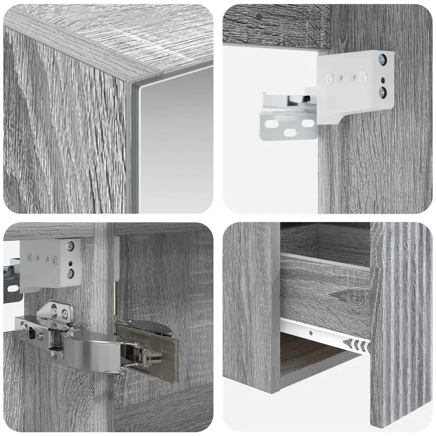 Ensemble d'armoire de salle de bain 4 pcs Sonoma gris - 9