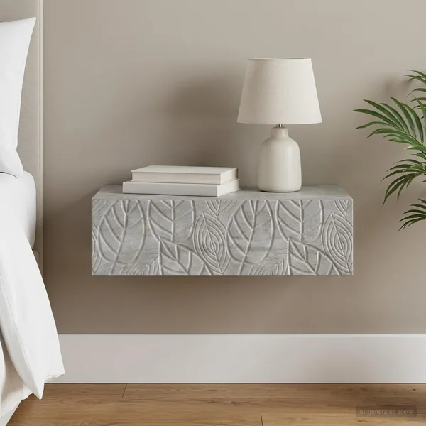 Table d'appoint murale Gris béton 59 x 34,5 x 17 cm