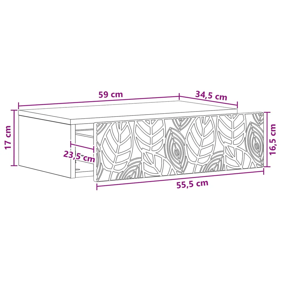 Table d'appoint murale Gris béton 59 x 34,5 x 17 cm - 9
