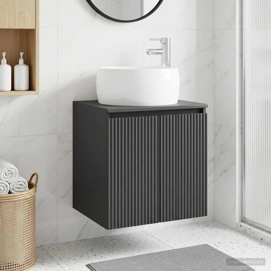 Vanité de lavabo mural Noir 49,5 x 44,5 x 66 cm
