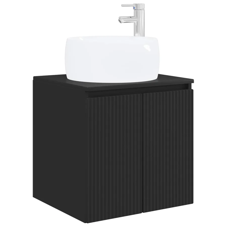 Vanité de lavabo mural Noir 49,5 x 44,5 x 66 cm - 2