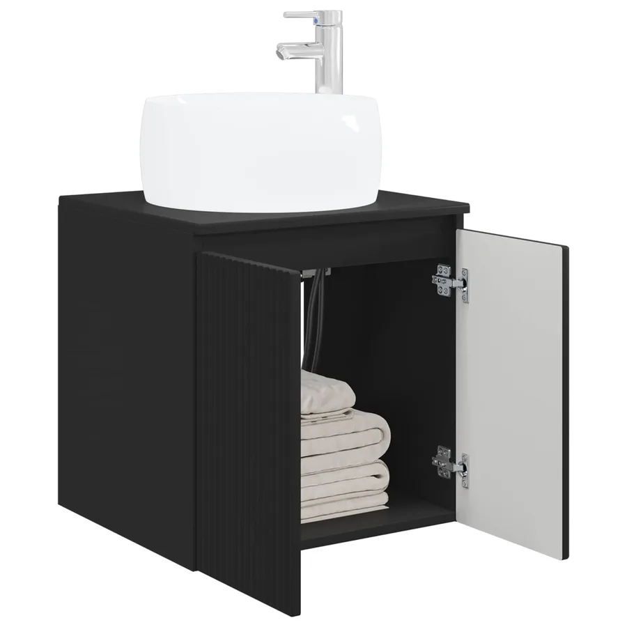 Vanité de lavabo mural Noir 49,5 x 44,5 x 66 cm - 3