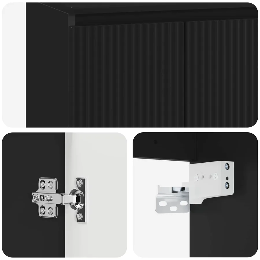 Vanité de lavabo mural Noir 49,5 x 44,5 x 66 cm - 6