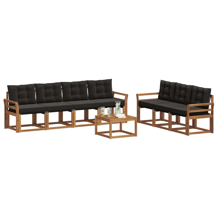Ensemble de canapés d'extérieur 8 pcs Naturel et Noir - 3