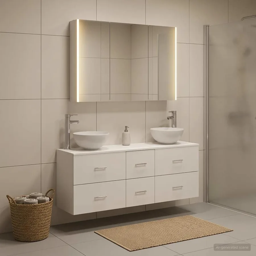 Ensemble de mobilier de salle de bain 4 pcs Blanc
