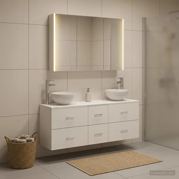 Ensemble de mobilier de salle de bain 4 pcs Blanc