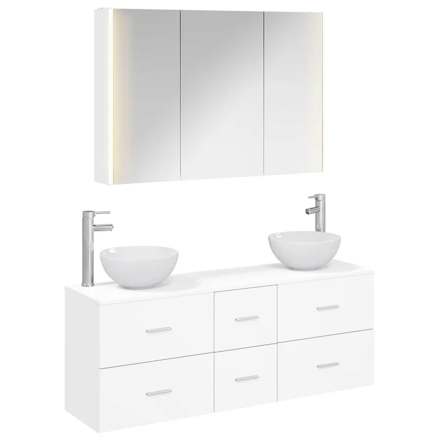 Ensemble de mobilier de salle de bain 4 pcs Blanc - 2