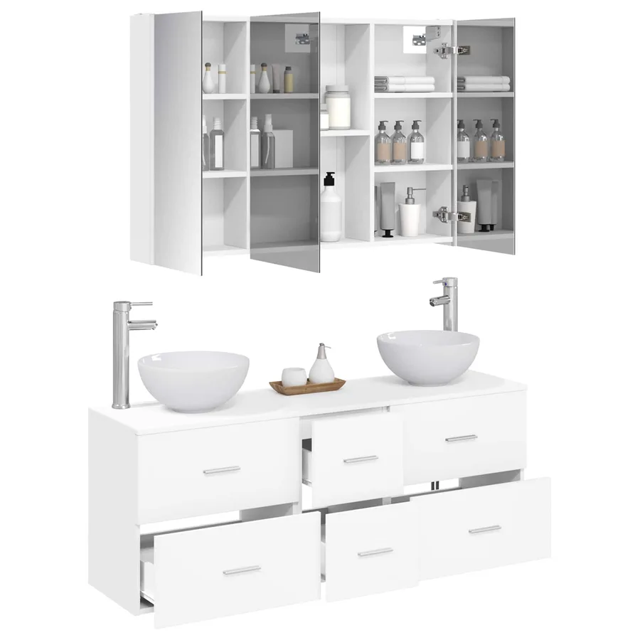 Ensemble de mobilier de salle de bain 4 pcs Blanc - 3