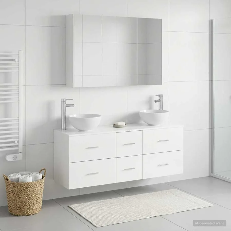 Ensemble de mobilier de salle de bain 4 pcs Blanc - 4