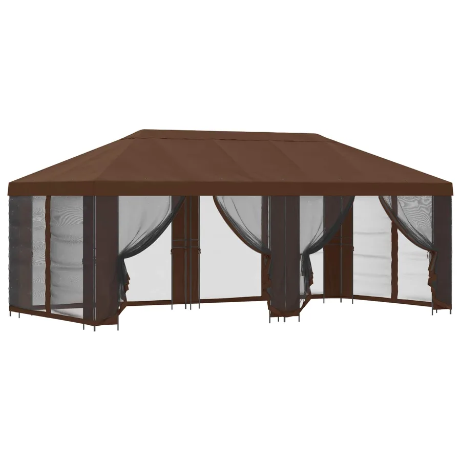 Gazebo avec murs latéraux 6 x 3 m Marron Polyester et Acier 190 - 2